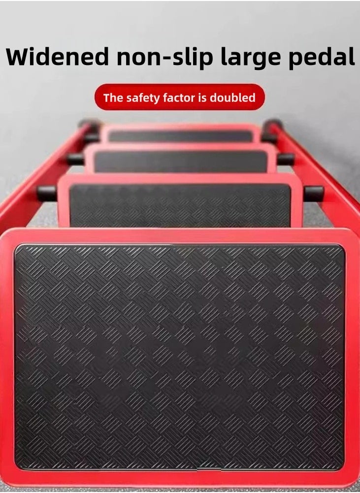 RUIYADA - 4 Step Foldable Ladder Home Ladder with Wide Anti-Slip Pedal Portable Sturdy Steel Ladder with Handrails for Home and Kitchen 330 lbs Capacity Red+Black - Image 1
