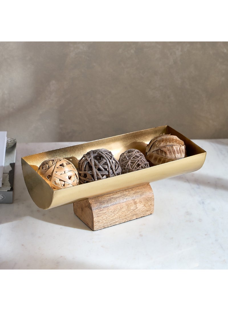 هوم بوكس قطعة ديكور قارب بقاعدة خشبية ترينكيت من ليف - 31x12.5x10 سم - Image 1