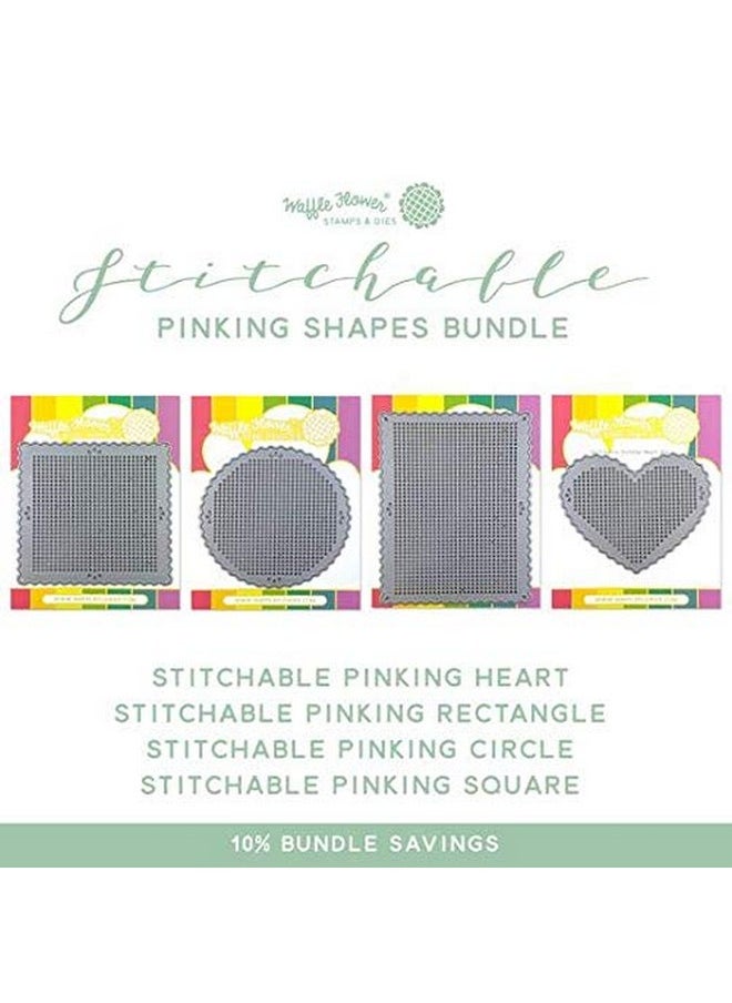 Stitchable Pinking Shapes Bundle Craft Dies To Perforate Paper With Gridded Holes For 10Ct Crossstithing And Embroidery In 4 Popular Shapes; Pinked Edges For Finishing Into Cards