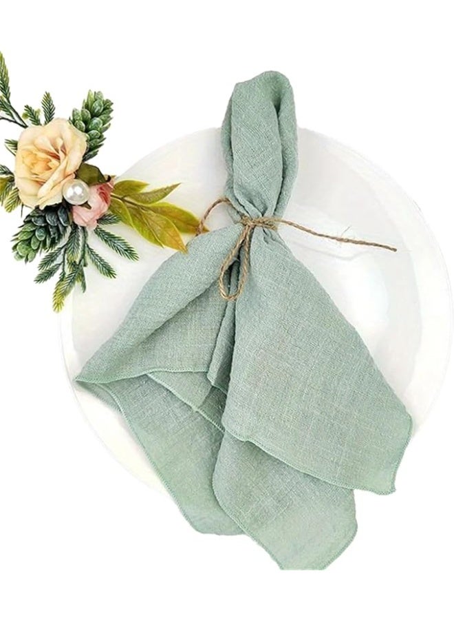 مناديل القطن مجموعة من 10 - 16.5 "x16.5" مناديل العشاء الريفية الدائمة القماش ، ديكور الطاولة القابلة لإعادة الاستخدام للاجتماعات العائلية والحفلات وحفلات الزفاف (خضراء فاتحة) - Image 1