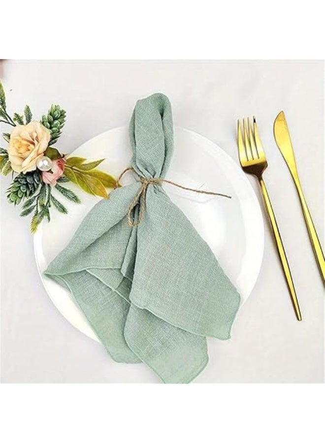 مناديل القطن مجموعة من 10 - 16.5 "x16.5" مناديل العشاء الريفية الدائمة القماش ، ديكور الطاولة القابلة لإعادة الاستخدام للاجتماعات العائلية والحفلات وحفلات الزفاف (خضراء فاتحة) - Image 3