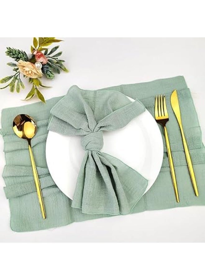 مناديل القطن مجموعة من 10 - 16.5 "x16.5" مناديل العشاء الريفية الدائمة القماش ، ديكور الطاولة القابلة لإعادة الاستخدام للاجتماعات العائلية والحفلات وحفلات الزفاف (خضراء فاتحة) - Image 5