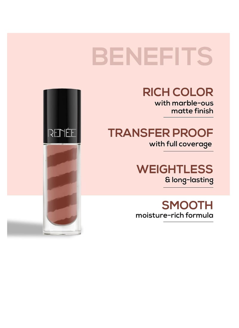 Renee - RENEE Marble Liquid Lipstick  LM03 Nora 4.5ml  Rich Color Payoff and Matte Finish| Weightless Unique Long Lasting Formula   Transfer and Smudge Proof  Enriched with Vitamin E and Jojoba Oil - Image 1