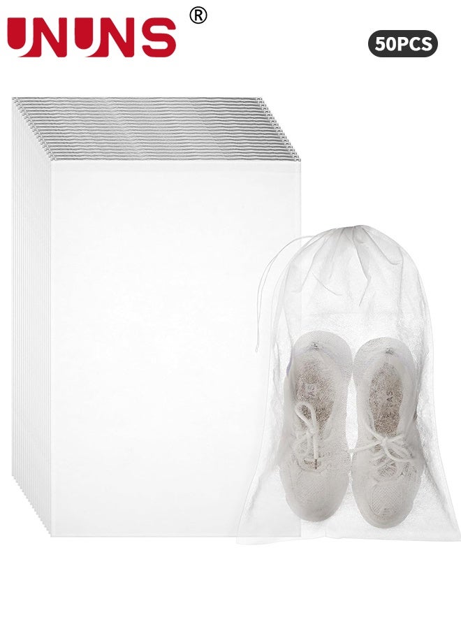 UNUNS Shoe Bags For Travel,50 Pcs Non-woven Drawstring Shoe Bag,Travel Item Storage Bag,Large Storage Bag For Men And Women,Shoe Storage Bags Home Travel To Carry Convenient,32x48cm - Image 1
