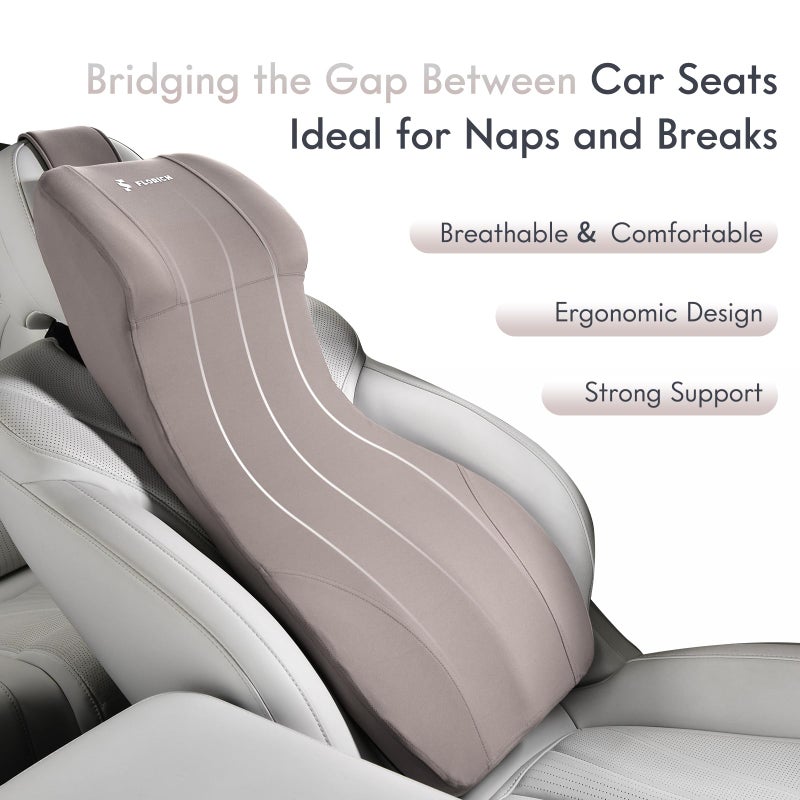 FLORICH Lumbar Support Pillow and Car Neck Pillow Memory Foam Integrated Lumbar Support Cushion with Headrest Pillow Ergonomic Car Seat Back Support for Head Waist Support Sciatica Pain Relief, Gray - Image 4