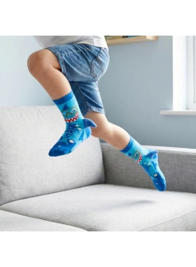 Glitters Kids 3D Shark Knee-High Socks – Fun Novelty Blue Shark Socks with Side Fins – Soft, Stretchy & Comfortable Animal Socks for Boys & Girls - Image 3