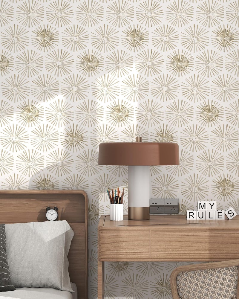 OSECAGE Modern Peel and Stick Wallpaper Boho Self Adhesive Wallpaper Peel and Stick Geometric Contact Paper White and Beige Wall Paper Removable Wallpapers 17.3''Ã—78.8'' for Bedroom Bathroom Cabinets Decor - Image 2