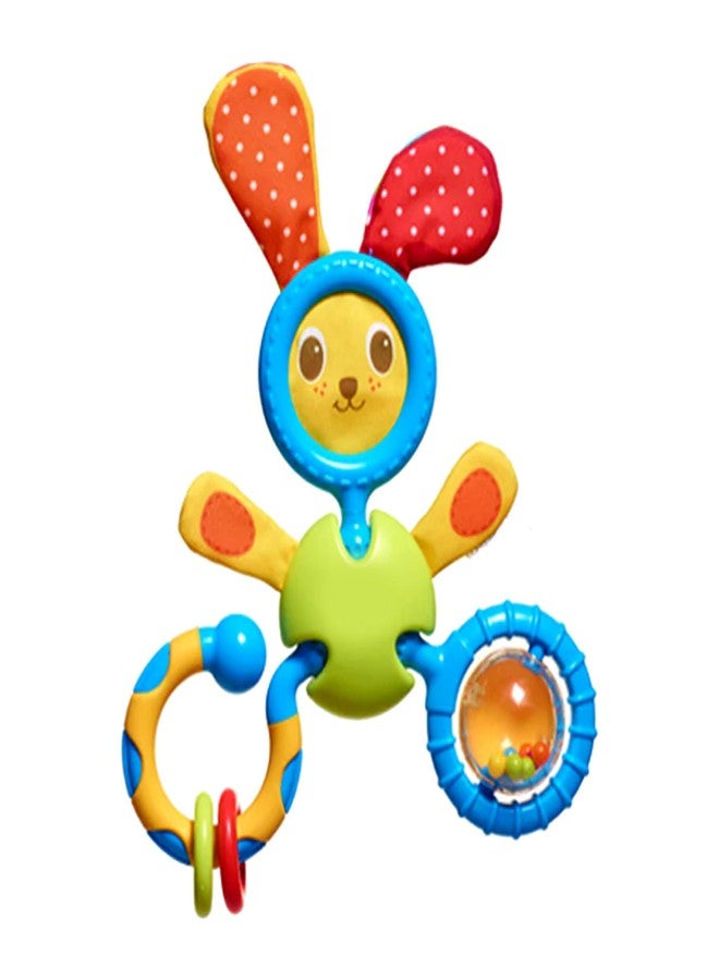 Leotoon Bunny Rattle Toy | Safe Toys | Easy to Grasp | Encourages Fine Motor Skills | Tummy Time Fun | Baby Teether | Baby Rattle | Crinkling Fabric | Lightweight | Portable | Unisex | Brightly Coloured Design | Crinkly Ears | BPA Free | 3-18 Months - Image 2