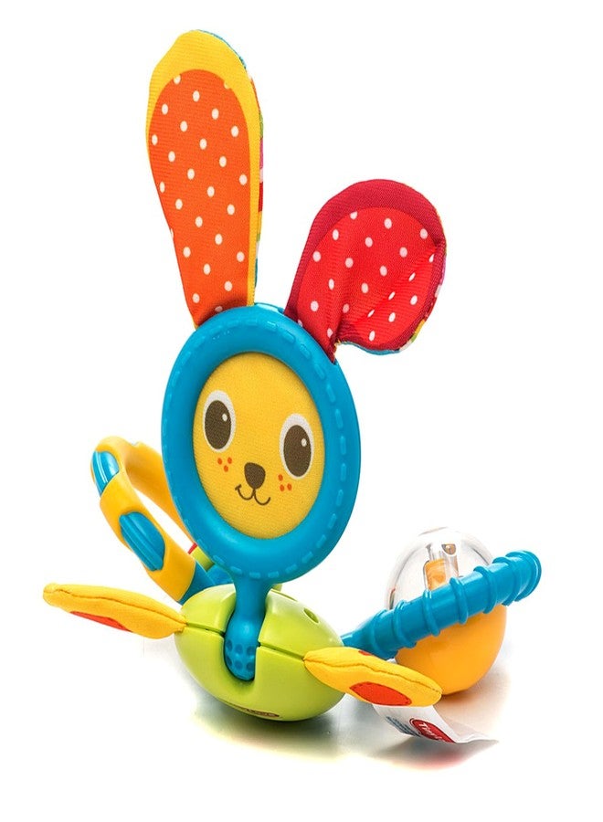 Leotoon Bunny Rattle Toy | Safe Toys | Easy to Grasp | Encourages Fine Motor Skills | Tummy Time Fun | Baby Teether | Baby Rattle | Crinkling Fabric | Lightweight | Portable | Unisex | Brightly Coloured Design | Crinkly Ears | BPA Free | 3-18 Months - Image 1