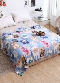 LUNA Home Fleece Blanket 200*Fleece blanket 200*230cm is very soft, warm and cozy, blue in color with a beautiful leaf pattern.  - Image 1