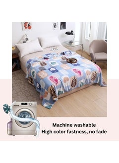 LUNA Home Fleece Blanket 200*Fleece blanket 200*230cm is very soft, warm and cozy, blue in color with a beautiful leaf pattern.  - Image 3