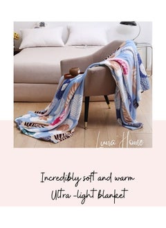 LUNA Home Fleece Blanket 200*Fleece blanket 200*230cm is very soft, warm and cozy, blue in color with a beautiful leaf pattern.  - Image 4