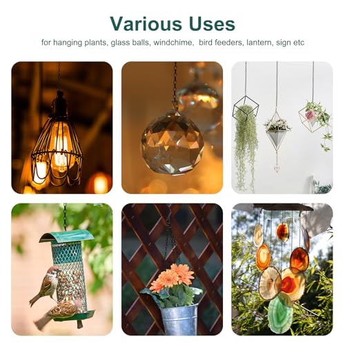 Urkupoo 6PCS Hanging Chains with S Hooks, 24.2IN Long Chains with Clips, Adjustable Black Metal Chains Hanger for Plant, Sign, Bird Feeder, Wind Chime - Image 5