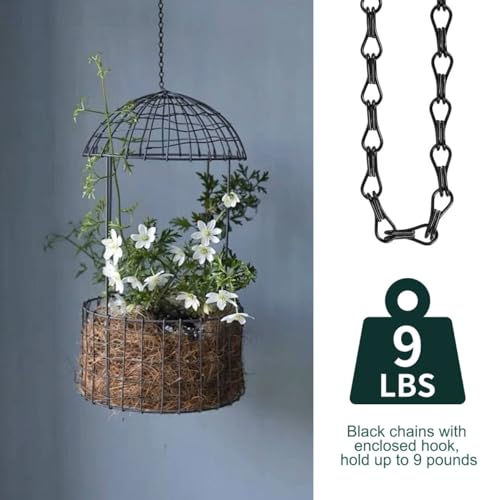 Urkupoo 6PCS Hanging Chains with S Hooks, 24.2IN Long Chains with Clips, Adjustable Black Metal Chains Hanger for Plant, Sign, Bird Feeder, Wind Chime - Image 4