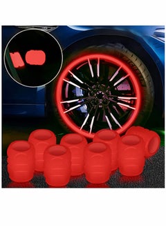 KASTWAVE 24PCS Car Valve Cap Tire Valve Stem Caps Noctilucous Illuminated Tire Air Caps Cover Auto Wheel Valve Stem Cap, Wheel Accessories, Universal Wheel Valve Caps for Car Truck Motorcycles Bike Tires (Red)  - Image 1