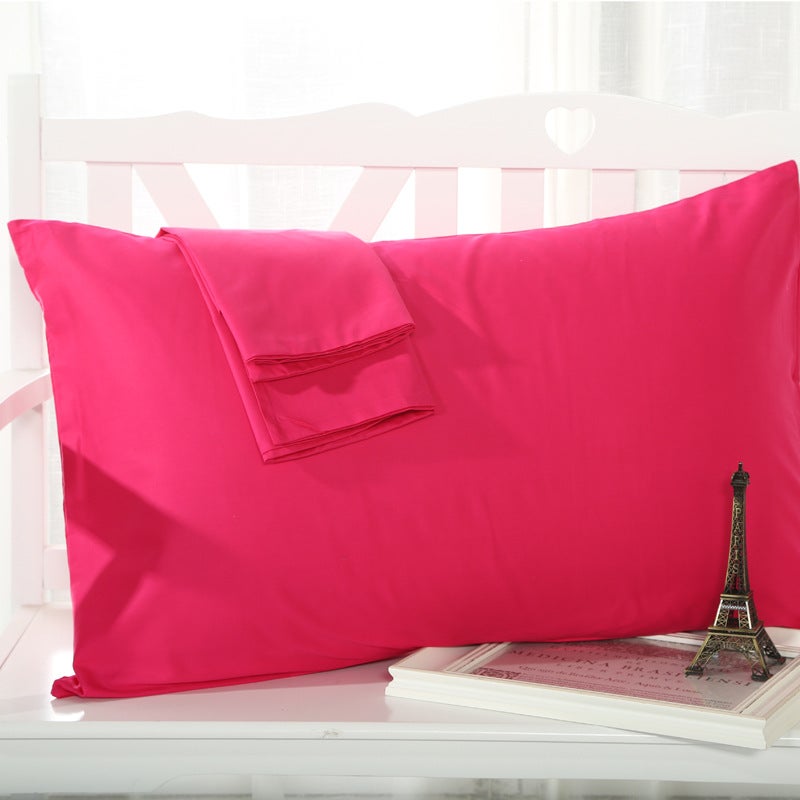 Cotton Pillowcase Simple Solid Color Single Rose Red