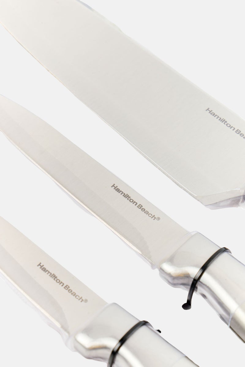 Hamilton Beach 4 Piece Stainless Steel Cutting Knife And Sharpener Set, Silver - Image 3