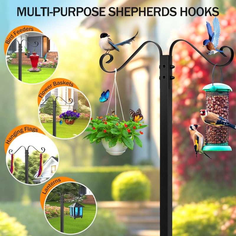 Jvgoo Garden Hose Holder for Outside - Upgraded Water Hose Holders with 5 Spikes & 2 Shepherds Hooks, Freestanding Hose Stand Heavy Duty Hose Hanger Hose Storage Hose Reel Rack for Outside Yard Lawn - Image 2