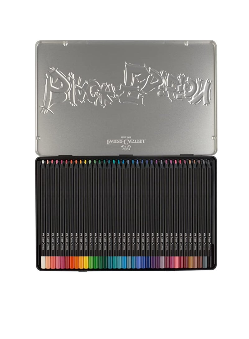 فابير كاستل أقلام رصاص ملونة سوداء الإصدار من فابر كاستل 36 لونًا في علبة معدنية مسطحة، سلسلة فائقة النعومة للحصول على تأثيرات رائعة - Image 3