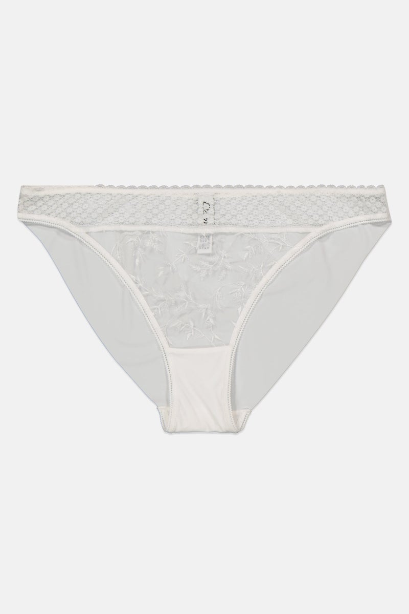 Etam Women Textured Pull-On Panty, White - Image 1