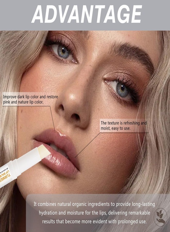 MUREND 2PCS Turmeric Lip Balm for Smokers Dark Lip Treatment with Turmeric oil, Help Fade Lip, Lip Exfoliator, Long-Lasting Natural Balm Moisturize & Nourish Dry, Cracked, Dull, Reduce Fine Lines Lip - Image 2