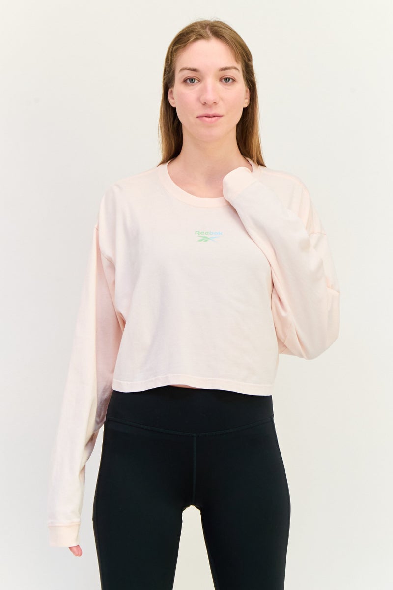 Reebok Women Oversized Long Sleeves Outdoor Sweatshirt, Pink  - Image 1