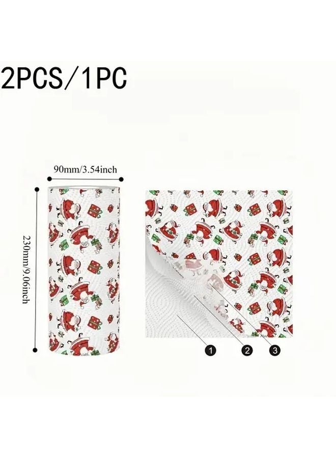 Christmas Gift Box Printed Kitchen Paper Towels 3 Layer Absorbent Disposable Washable Dry Wet Dual Use Non Stick Oilcloth - Image 4