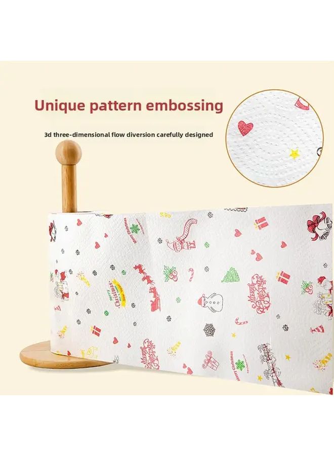 Christmas Gift Box Printed Kitchen Paper Towels 3 Layer Absorbent Disposable Washable Dry Wet Dual Use Non Stick Oilcloth - Image 5