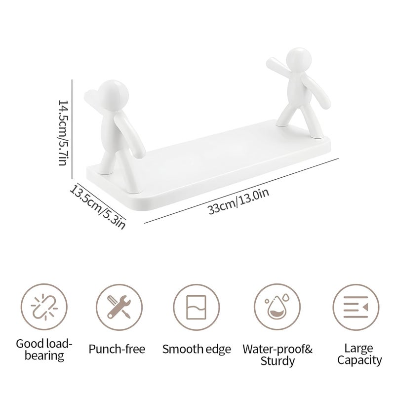 DOOMSDAY The Kitchen Toilet Receive Shelf No Drill Wall Mounted Storage Hanging Shelf for Soap Shampoo and Bath Bottles SelfAdhesive Plastic Bathroom Shelves PunchFree Design 2 - Image 2