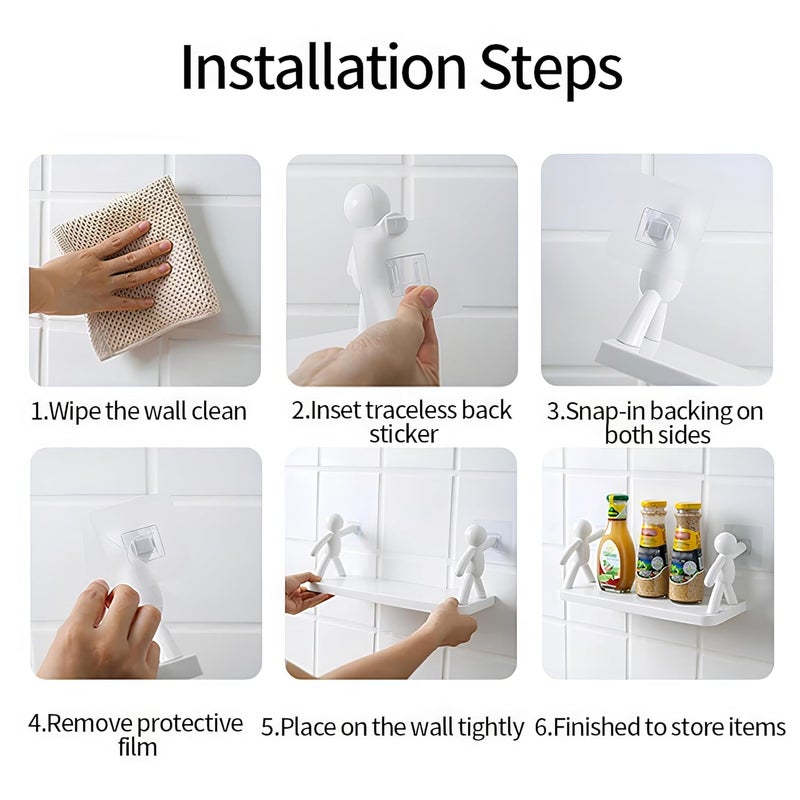 DOOMSDAY The Kitchen Toilet Receive Shelf No Drill Wall Mounted Storage Hanging Shelf for Soap Shampoo and Bath Bottles SelfAdhesive Plastic Bathroom Shelves PunchFree Design 2 - Image 3