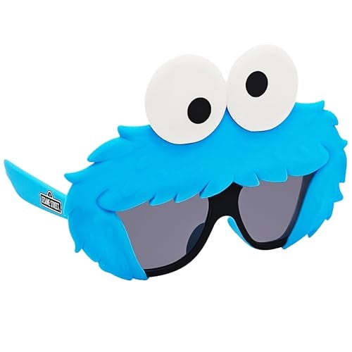 Sun-Staches Cookie Monster Official Lil’ Characters Sesame Street Sunglasses Costume Accessory, UV400 Protection, Sweet Blue Mask, One Size Fits Most Kids - Image 1