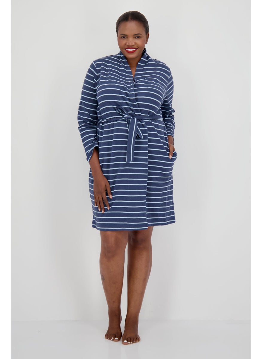 Tchibo Women Stripe Long Sleeve Dress, Navy Blue  - Image 2