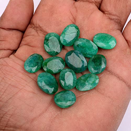 REAL-GEMS Approx 60 Ct / 12 Pcs Natural Oval Cut Colombian Loose Green Emerald Gemstones Lot - Image 3
