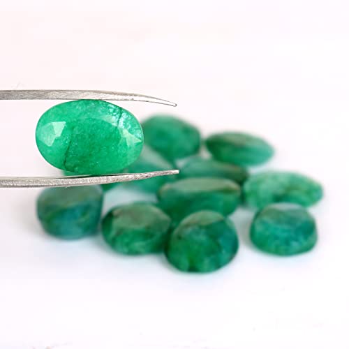 REAL-GEMS Approx 60 Ct / 12 Pcs Natural Oval Cut Colombian Loose Green Emerald Gemstones Lot - Image 4