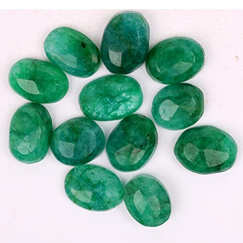 REAL-GEMS Approx 60 Ct / 12 Pcs Natural Oval Cut Colombian Loose Green Emerald Gemstones Lot - Image 2