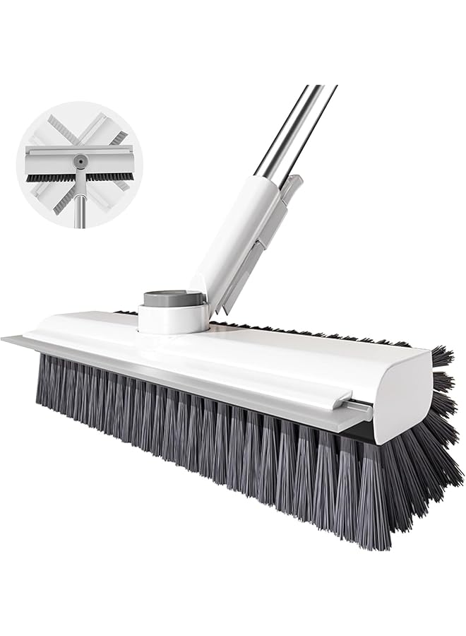 promass Floor Scrub Brush with Long Handle, 3 in 1 Scrape and Heavy-Duty Stiff Bristle Scrubber Brush for Cleaning Shower Bathroom, Patio, Garage, Kitchen, Wall and Deck - Image 1