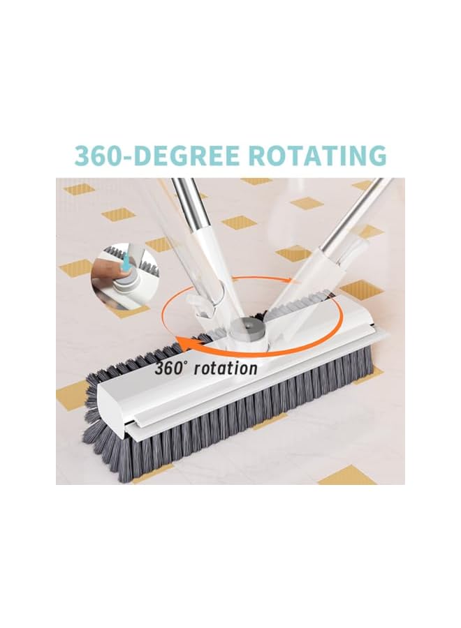 promass Floor Scrub Brush with Long Handle, 3 in 1 Scrape and Heavy-Duty Stiff Bristle Scrubber Brush for Cleaning Shower Bathroom, Patio, Garage, Kitchen, Wall and Deck - Image 2