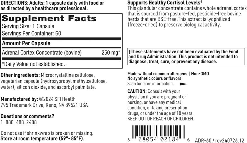Klaire Labs SFI Health Adrenal Cortex  Targeted Adrenal Support Supplements for Cortisol Health  Purified BSEFree Lyophilized Extract from PastureFed Bovine 60 Capsules - Image 5