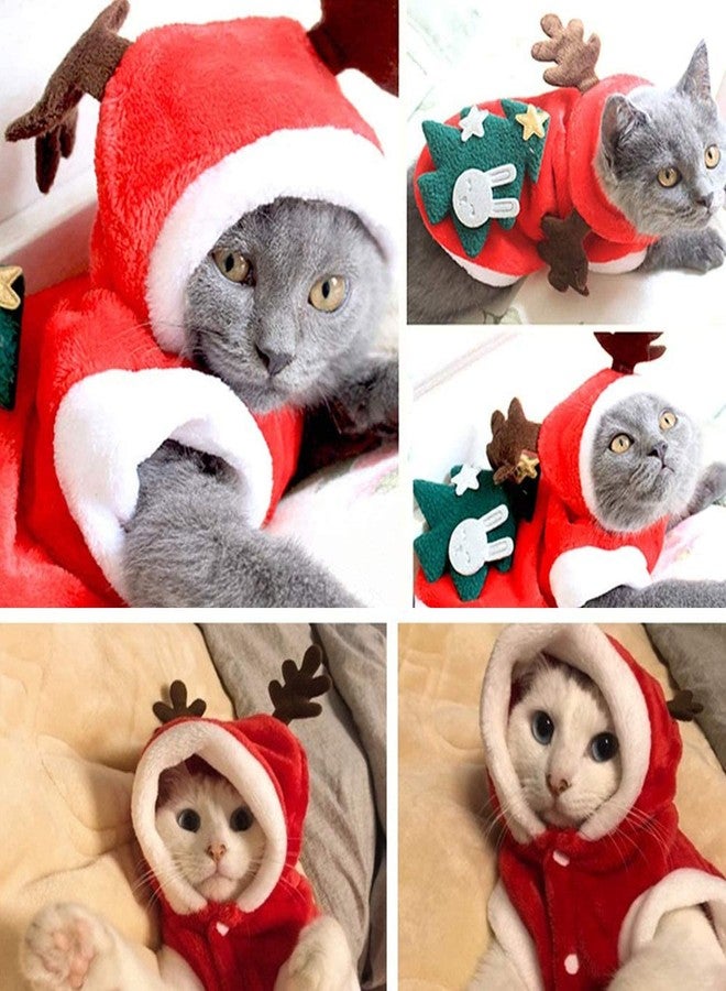 QETRABONE Small Dog Cat Elk Costume Christmas Pet Clothes Outfits Red Christmas Elk Scarf Cosplay Dressing up Xmas Clothing (M) - Image 4