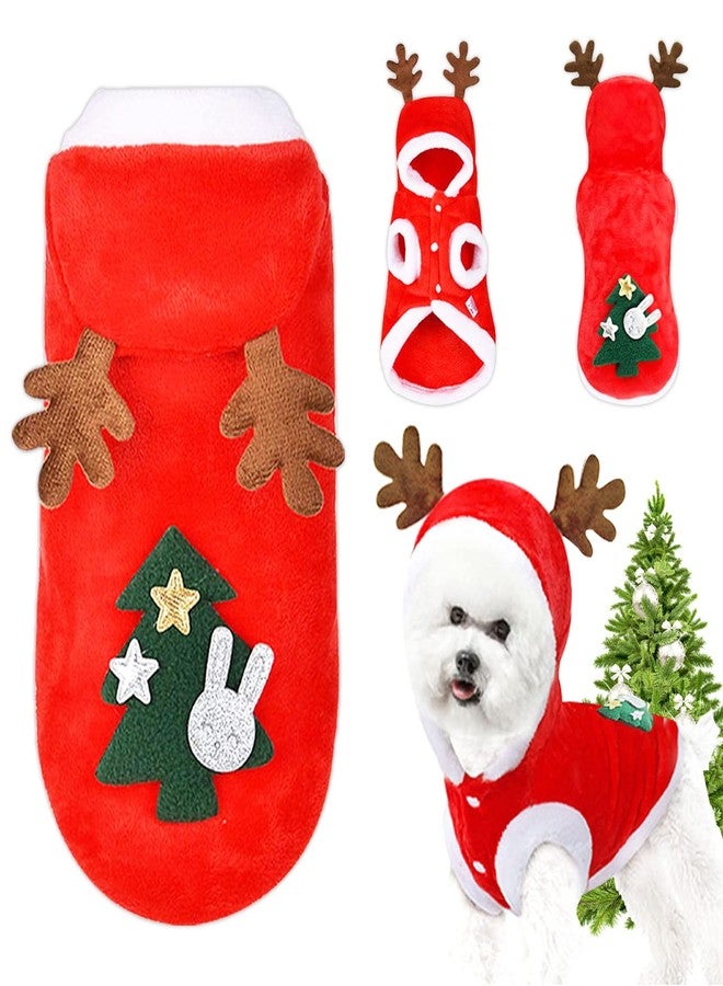 QETRABONE Small Dog Cat Elk Costume Christmas Pet Clothes Outfits Red Christmas Elk Scarf Cosplay Dressing up Xmas Clothing (M) - Image 1
