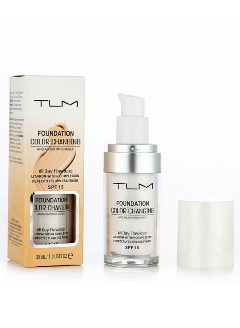 TLM ReviGLam TLM Colour Changing Liquid Foundation Hides Wrinkles & Lines, BB Cream Makeup Base Concealer Cover Moisturizing Fluid for all Skin Tone SPF15 - Image 1