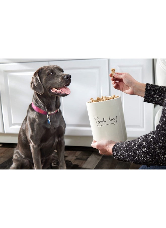pearhead Pearhead Good Dog Treat Jar, Ceramic and Wood Pet Treat Canister, Neutral Modern Kitchen Decor, Pet Accessories, Dog Biscuit Storage Jar, Freshness Seal, Holds 4 Cups  - Image 5