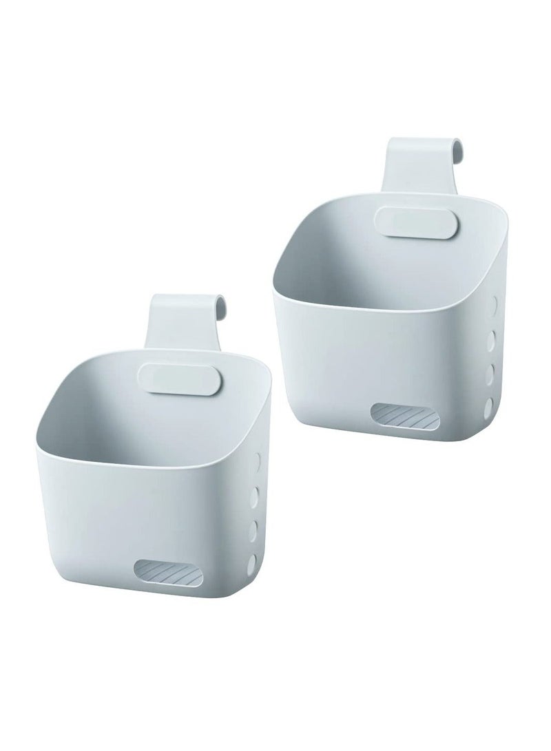 Y&D 2 Pack Plastic Hanging Cup Holders, Rolling Cart Organizer Accessories, Trolley Basket Storage Bucket for Bathroom Kitchen, Gray  - Image 1