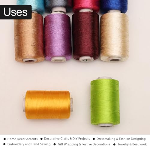 Embroiderymaterial Art Silk Threads for Embroidery Jewellery Craft Making Combo Pack (Pack of 10 Rolls) - Image 4