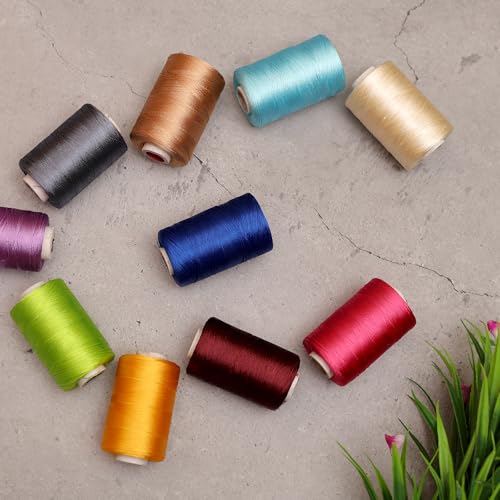 Embroiderymaterial Art Silk Threads for Embroidery Jewellery Craft Making Combo Pack (Pack of 10 Rolls) - Image 5