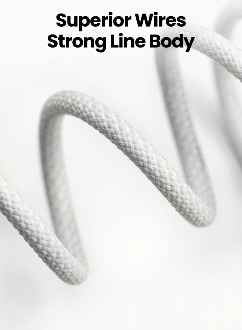AREX USB type C To Lightning Fabric Braided 30W Fast Charging Cable 1M For iPhone 14/13/12/11 Pro and Pro Max - White - Image 3