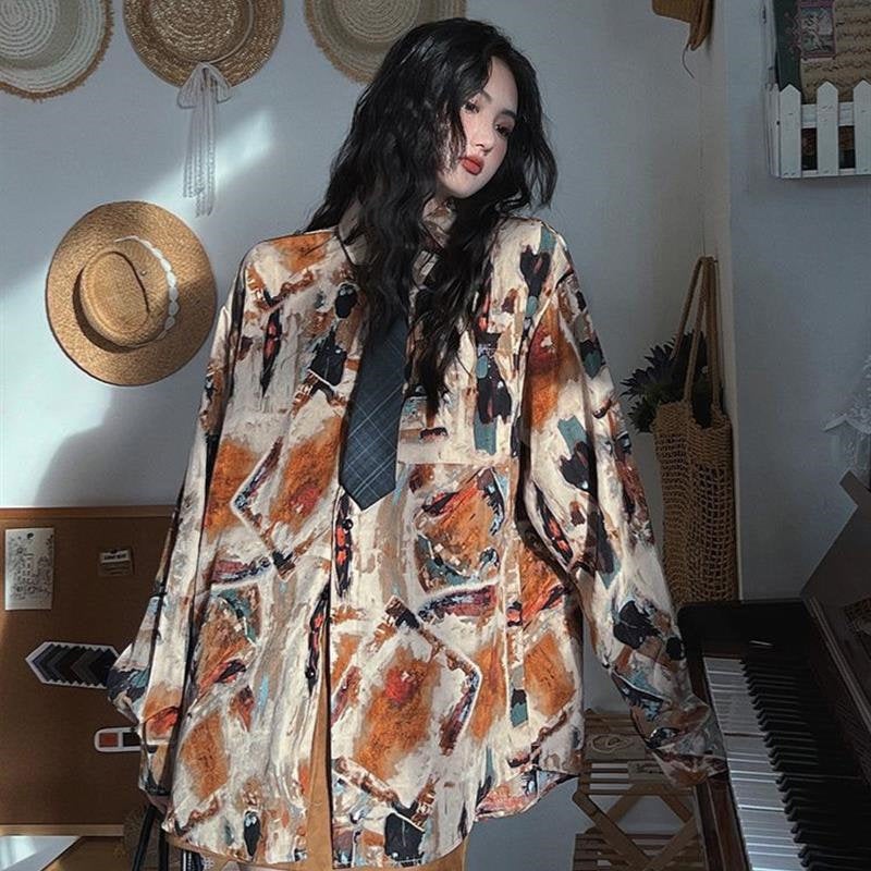 Sister gathering uniform wedding wedding bridesmaid group photo performance clothing 90s retro Hong Kong style floral shirt - Image 2