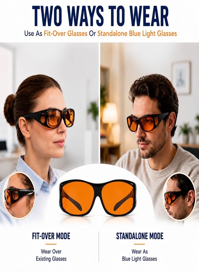آي كيبر نظارات Eyekepper لحجب الضوء الأزرق بنسبة 100%، نظارات كمبيوتر كبيرة الحجم مضادة للضوء الأزرق مع عدسات كهرمانية إضافية، أسود - Image 3