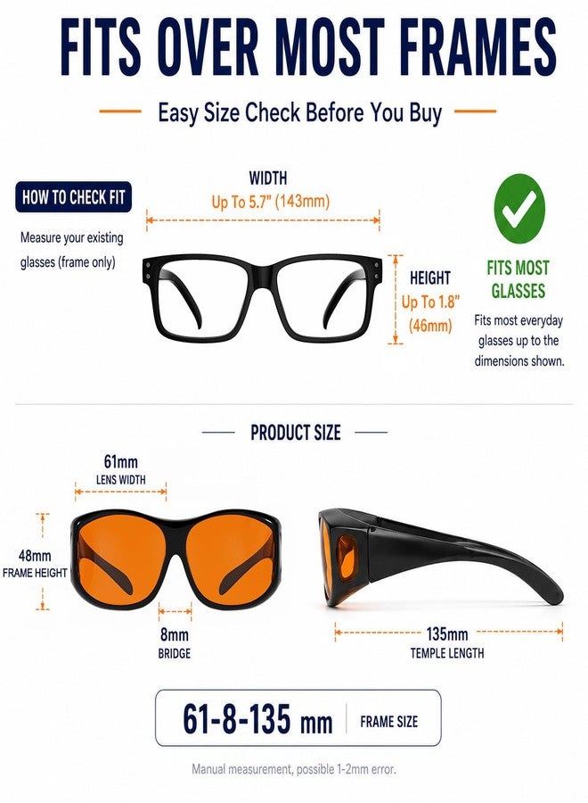 آي كيبر نظارات Eyekepper لحجب الضوء الأزرق بنسبة 100%، نظارات كمبيوتر كبيرة الحجم مضادة للضوء الأزرق مع عدسات كهرمانية إضافية، أسود - Image 4