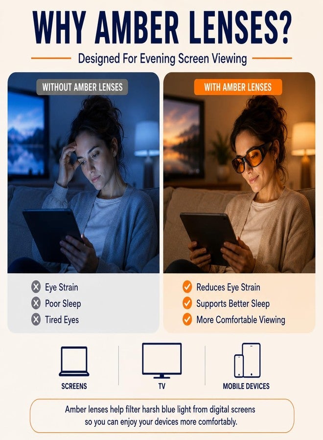 آي كيبر نظارات Eyekepper لحجب الضوء الأزرق بنسبة 100%، نظارات كمبيوتر كبيرة الحجم مضادة للضوء الأزرق مع عدسات كهرمانية إضافية، أسود - Image 5